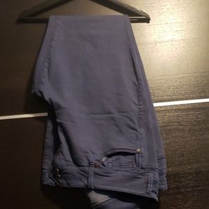 Navy trouser, flare legged jeans